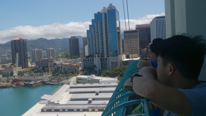 View from Aloha Tower, that's AJ and David